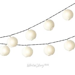 Kaemingk / LED 花环中国灯笼 - 北京 9.5m，20 盏暖白灯，黑色 PVC，IP44