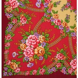 Павловопосадский платок / "Return" shawl with woolen fringe