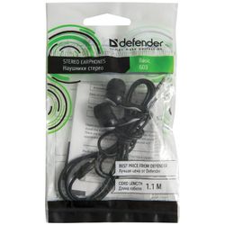 DEFENDER / Tai nghe Basic 603, có dây, 1,1 m, trong tai, màu đen