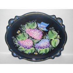 Сувениры из Н.Тагила / N. Tagil'den Hatıra Eşyası / Tepsi "Oval-Barok. Leylak", 30x25 cm
