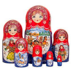 Matryoshka "winter Troika" of 7 dolls