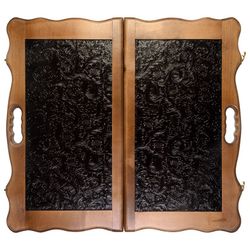 GamesDealer / Backgammon Leder "Blume" groß in Diplomat (Russland, Holz, 60x30x5 cm)