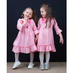 Dress girls pink with floral print