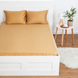 Этель / Lençol ajustável 200 * 220 * 25 cm, cor de areia, 100% algodão, mako-cetim, 125 g / m²