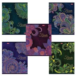 HATBER / Notizbuch А5, 48 Bl., Heftklammer, Käfig, 3D-Folie, matte Laminierung, "FLORISTISCHES ORNAMENT" / 10 Stk.