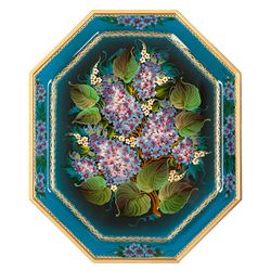 Сувениры из Н.Тагила / Souvenirs from N. Tagil / Tray "Octagonal. Lilac. Hand-painted", 30x25 cm
