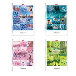 HATBER / Notebook A4, 80 sh., Comb, cage, solid varnish, colored cut, "Colors of the day" / 4 pcs.