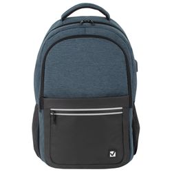 Mochila BRAUBERG URBAN universal, com compartimento para laptop, porta USB, Denver, azul, 46x30x16 cm, 229893