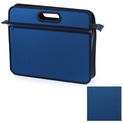 Bag plastic BRAUBERG, A4+, 390х315х70 mm, zip closure, external pocket, texture beads, blue