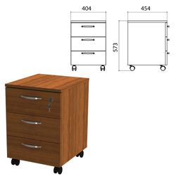 Movable curbstone "Eco", 404х454х573 mm, 3 drawers, lock, walnut