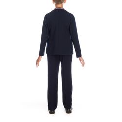 Jacket knitted in black with decorative elements on the two buttons for a boy