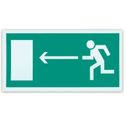 Evacuation sign "Direction to the evacuation exit to the left", 300x150 mm, self-adhesive, photoluminescent