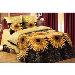 Satin bed linen 3D sunflower