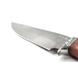 Knife "Golden eagle" from damask steel, art casting cupronickel, a handle from the Karelian birch, in a gift box