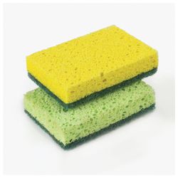 ЛАЙМА / Household sponges SET 2 pcs., Cellulose (spongy) with abrasive, 2x9.5x6.5 cm