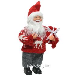 Kaemingk / Christmas figure Santa Claus in a red sweater with reindeer 30 cm