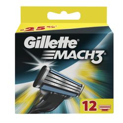 Replacement shaving cassettes 12 pcs. GILLETTE "Mach3", for men