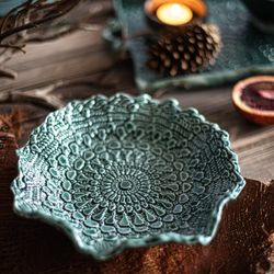 Антикварня / Antique / Deep plate "Emerald Forest"