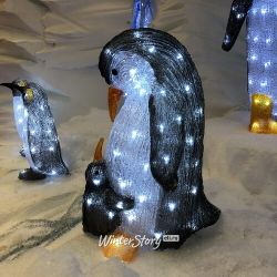 Kaemingk / Acrylic figure Penguin with Kid 47 cm, 60 LED lights, IP44