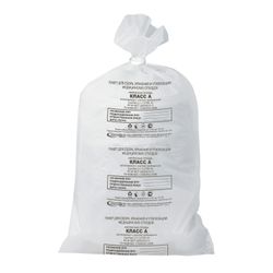 AQUICOMP / Medical trash bags, class A (white), 80 l, 70x80 cm, 15 microns, in a pack 50 pcs.