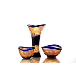 Гусевской Хрустальный завод / Crystal vase for cookies "Serenade" amber-blue