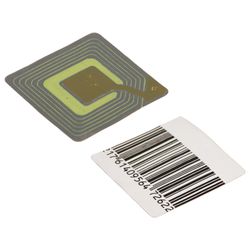 Self-adhesive anti-theft radio frequency labels, 40x40 mm, false barcode, roll of 1000 pcs.