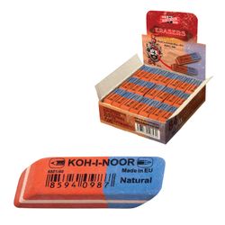 Eraser KOH-I-NOOR, 42х14х8 mm, red-blue, rectangular, beveled edge, natural rubber, 6521/80