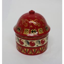 Беломорские узоры / The box is wooden "Mezenskaya painting. Birds" round 11.5 cm