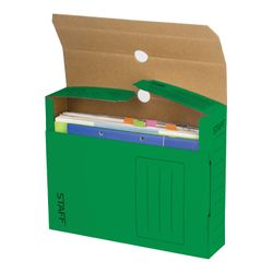 Archival box with flap A4 (260х325 mm), 75 mm, up to 700 sheets, micro corrugated cardboard, GREEN, STAFF