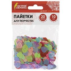 Sequins for creativity "Heart" bright, color assorted, 5 colors, 10 mm, 20 grams, TREASURE ISLAND