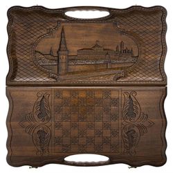 GamesDealer / Backgammon sculpté "Kremlin" avec poignée 60, Haleyan