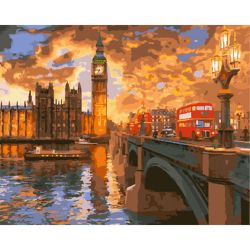 Опт-картина / Peinture par numéros 40x50 Londres coucher de soleil
