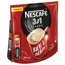 NESCAFE / Instant coffee "3 in 1 Classic", 20 sachets of 16 g (packing 320 g)