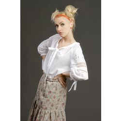 Снежинка / Snowflake / Women's blouse "Springs" free silhouette