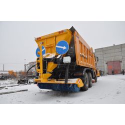 Sand spreading equipment on a dump truck