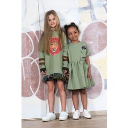 Knitwear dress with applique “Raccoon” for children