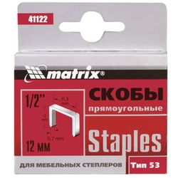 Staples for furniture stapler, type 53, 12 mm, MATRIX, quantity 1000 pcs.