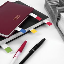 Bookmark adhesive BRAUBERG WHITE WITH a COLORED EDGE, paper, 75х14 mm, 4 colors x 100 sheets