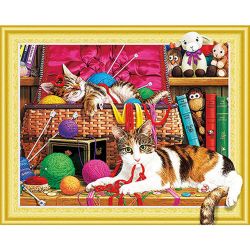 Опт-картина / 5D diamant mosaïque 40x50 chats strass ronds