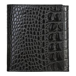 Purse women's BEFLER Cayman 105х110 mm, genuine leather, button, alligator clip, black