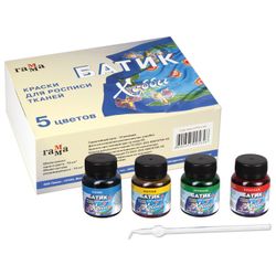 Paint on fabric GAMMA "Batik-Hobby", 5 colors 70 ml, in jars, glass tube