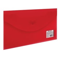 Chemise enveloppes avec un bouton SMALL SIZE (250x135 mm), transparent, rouge, 0,18 mm, BRAUBERG