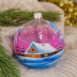 Фабрика ёлочных игрушек «Клавдиево» / Ball "Winter house on transparent"