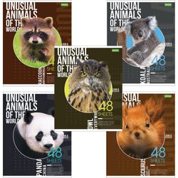 HATBER / Notebook А5 48 p. -ECO, bracket, cage, cardboard cover, "Animals" / 10 pcs.