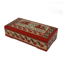 Беломорские узоры / The box is wooden "Mezenskaya painting. Poultry" height 4.5 cm
