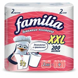 FAMILIA / Household paper towels XXL white 2-ply (2x25 m), 23x13 cm, soldered 2 pcs.