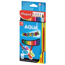 Карандаши цветные акварельные MAPED (Франция) "Color Pep's", 12 цветов + кисть, 2,9 мм, европодвес