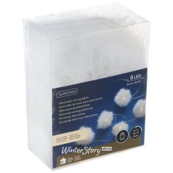 Kaemingk / LED garland with batteries Fuzzies 2.1 m, 8 warm white lamps, transparent PVC, IP20