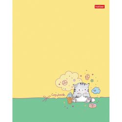 HATBER / Notebook А5 48 p. staple, cage, textured embossing, "Cat Pie" / 10 pcs.