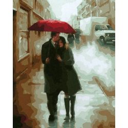 Опт-картина / Pintura por números 40x50 Casal sob um guarda-chuva